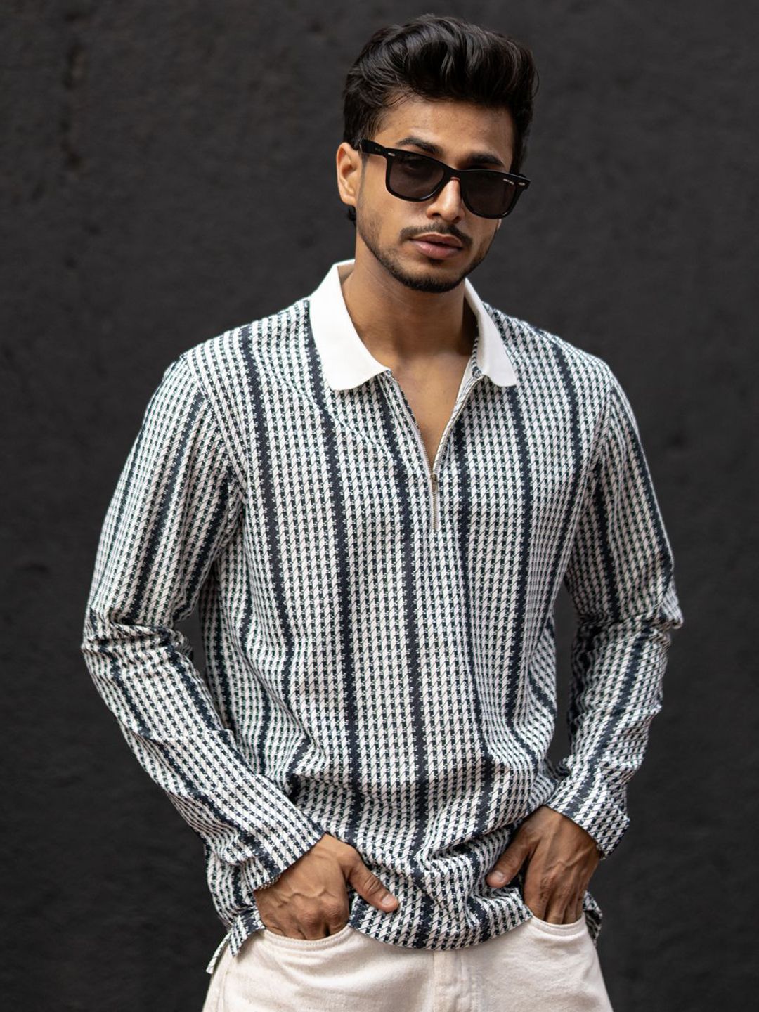Powerlook Men Striped Polo Collar T-shirt