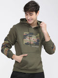HIGHLANDER Men Typography Printed Hood Cotton Pullover Sweatshirt