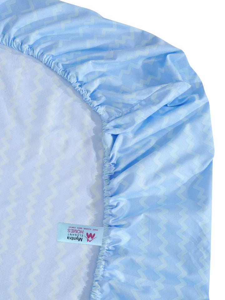Myntra Elegant Homes Blue 300 TC King Bedsheet with 2 Pillow Covers