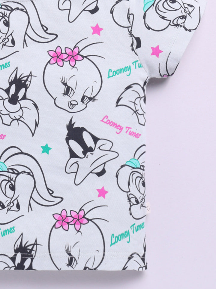 Happy Faces Girls Looney Tunes Printed Pure Cotton T-shirt