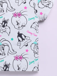 Happy Faces Girls Looney Tunes Printed Pure Cotton T-shirt