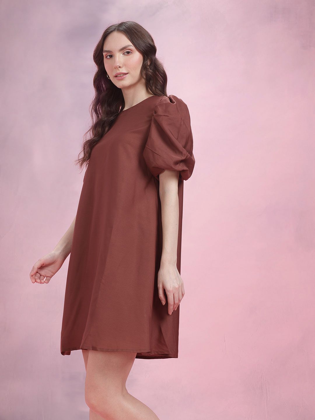DressBerry Puff Sleeves Sheath Mini Dress