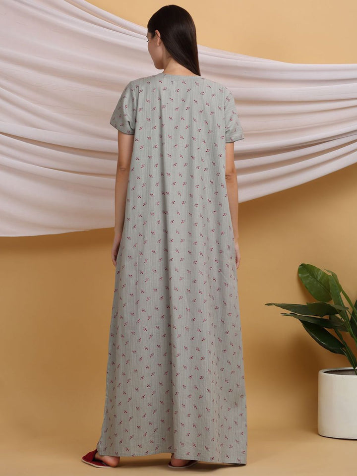 Sweet Dreams Floral Printed Pure Cotton Maxi Nightdress