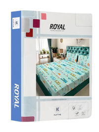 KLOTTHE Green Cartoon Characters 300 TC King Bedsheet & 2 Pillow Covers-98 Inch x 88 Inch