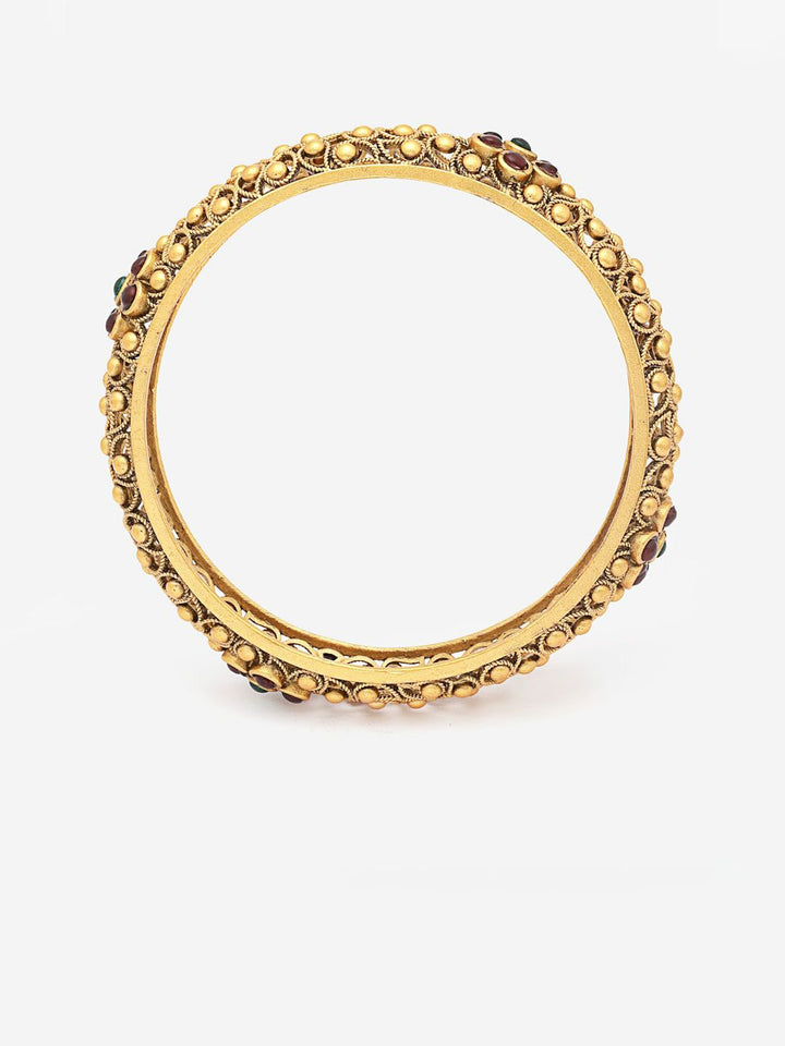 PANASH Set Of 2 24 CT Gold-Plated Handcrafted Antique Bangles