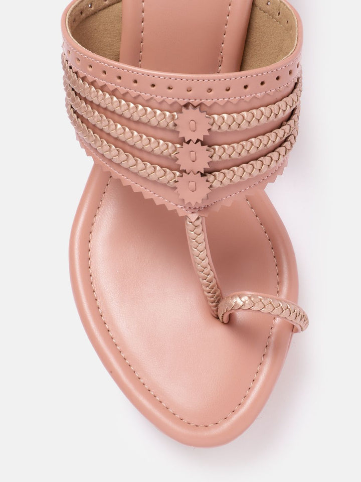 House of Pataudi Woven Design Wedge Heels