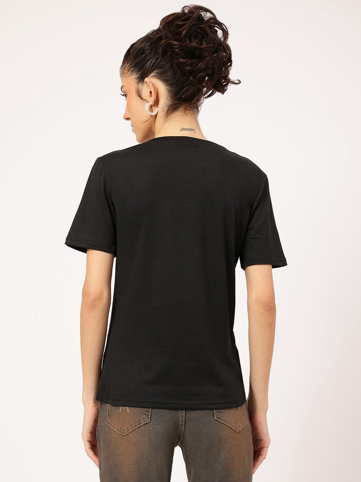 DressBerry Cozy Chic Strap & Ring Detail V-Neck Top