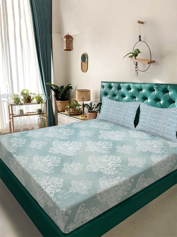 Myntra Elegant Homes Blue 300TC King Double Bedsheet with 2 Pillow Cover