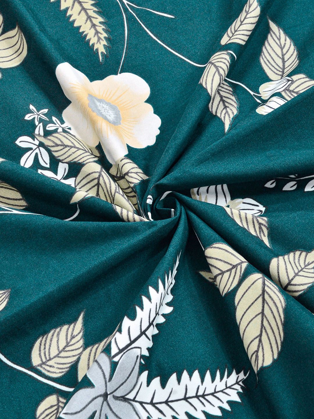 KLOTTHE Hijau & Putih Bercetak 300 TC Cadar Katil Double Dengan 2 Sarung Bantal- 2.5 m x 2.25 m