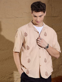 DENNISON Men Paisley Print Embroidery Oversized Shirt