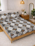 KLOTTHE Cadar Bercetak Kelabu & Putih 300 TC Double Dengan 2 Sarung Bantal- 2.5 m x 2.25 m