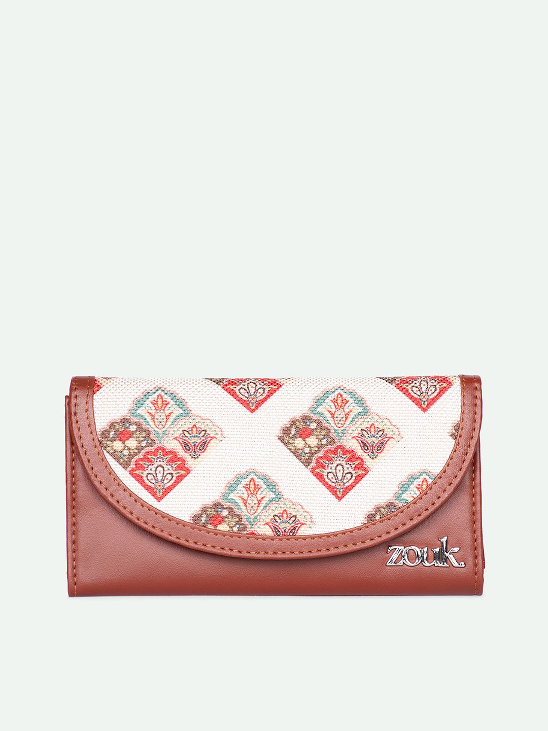 ZOUK Women Seashell Motif White Kyra Flap Wallet