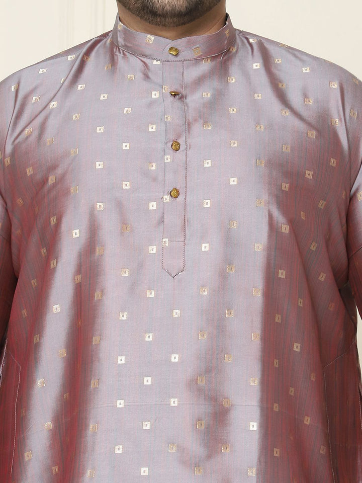 SOJANYA PLUS Ethnic Motifs Band Collar Straight Kurta With Pyjamas