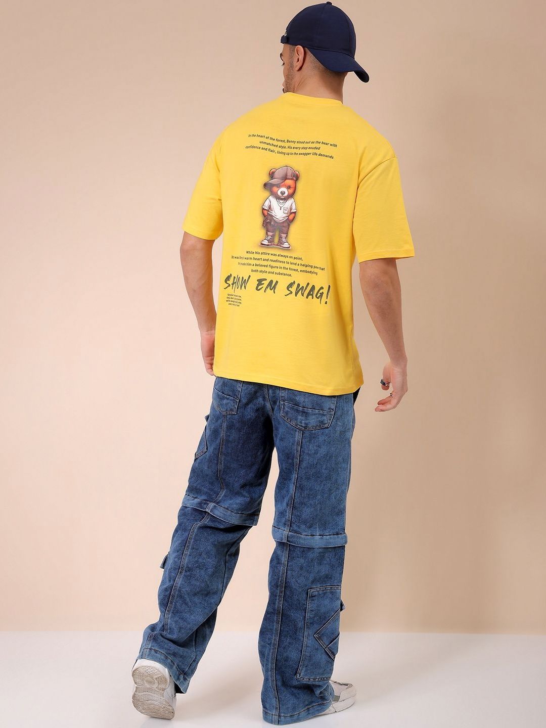 The Indian Garage Co Men Graphic Printed Round Neck Pure Cotton Oversized T-shirt