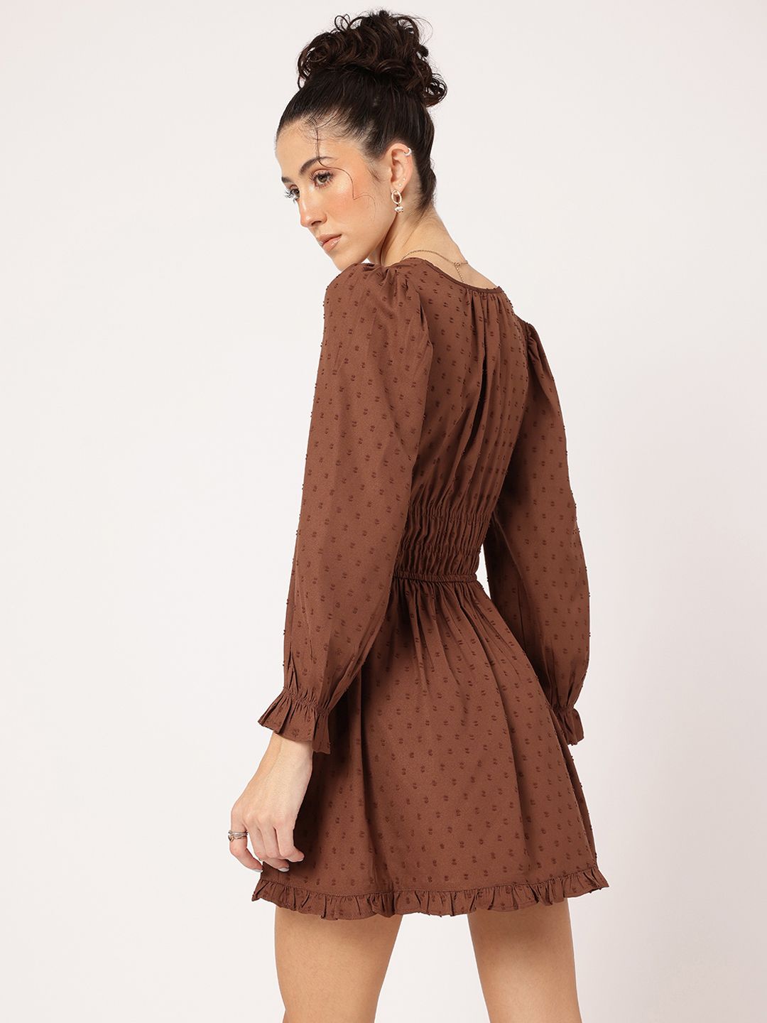 DressBerry Muted Melodies Dobby Weave Smocked A-Line Dress