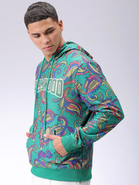 The Indian Garage Co Men Long Sleeves Abstract Printed Hooded Sweatshirt