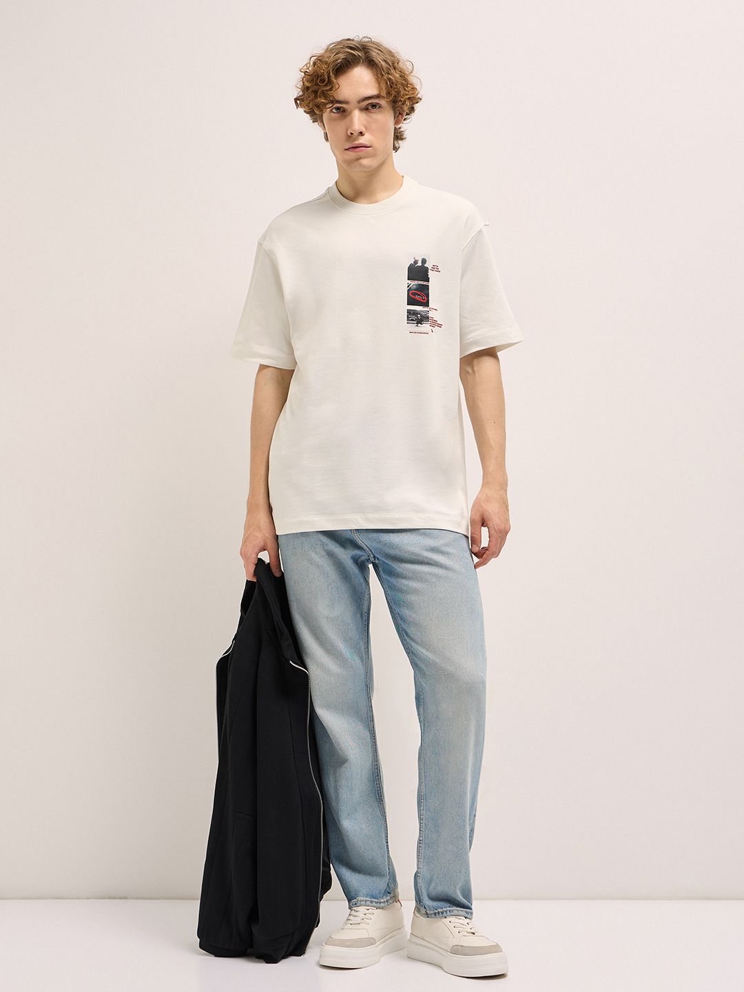 THE BEAR HOUSE Men Typography Printed Oversized T-shirt