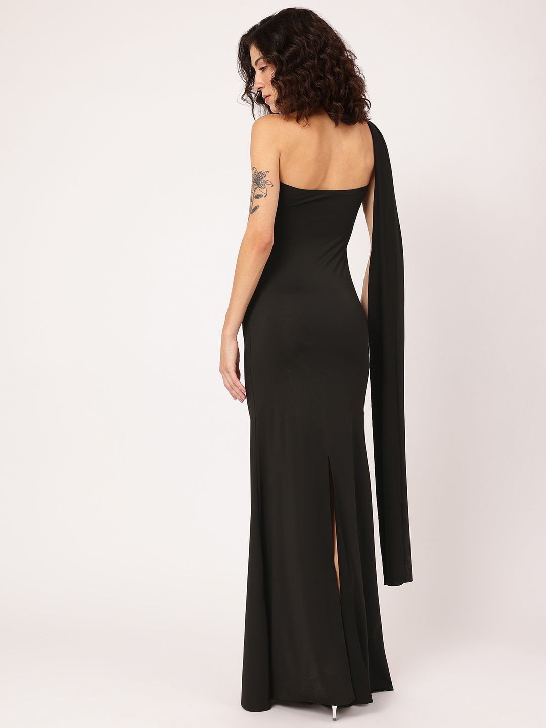 DressBerry Gleam Team Ruched Back-Slit Draped Maxi Dress