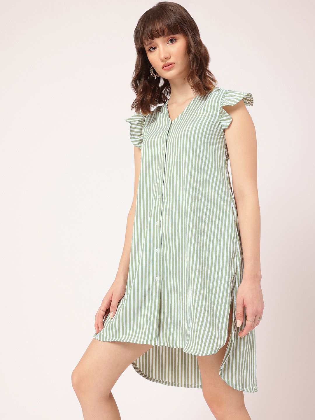 DressBerry Striped Ruffled Shirt Dess