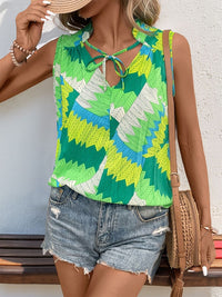 DressBerry Printed Tie-Up Neck Ruffled Longline Top