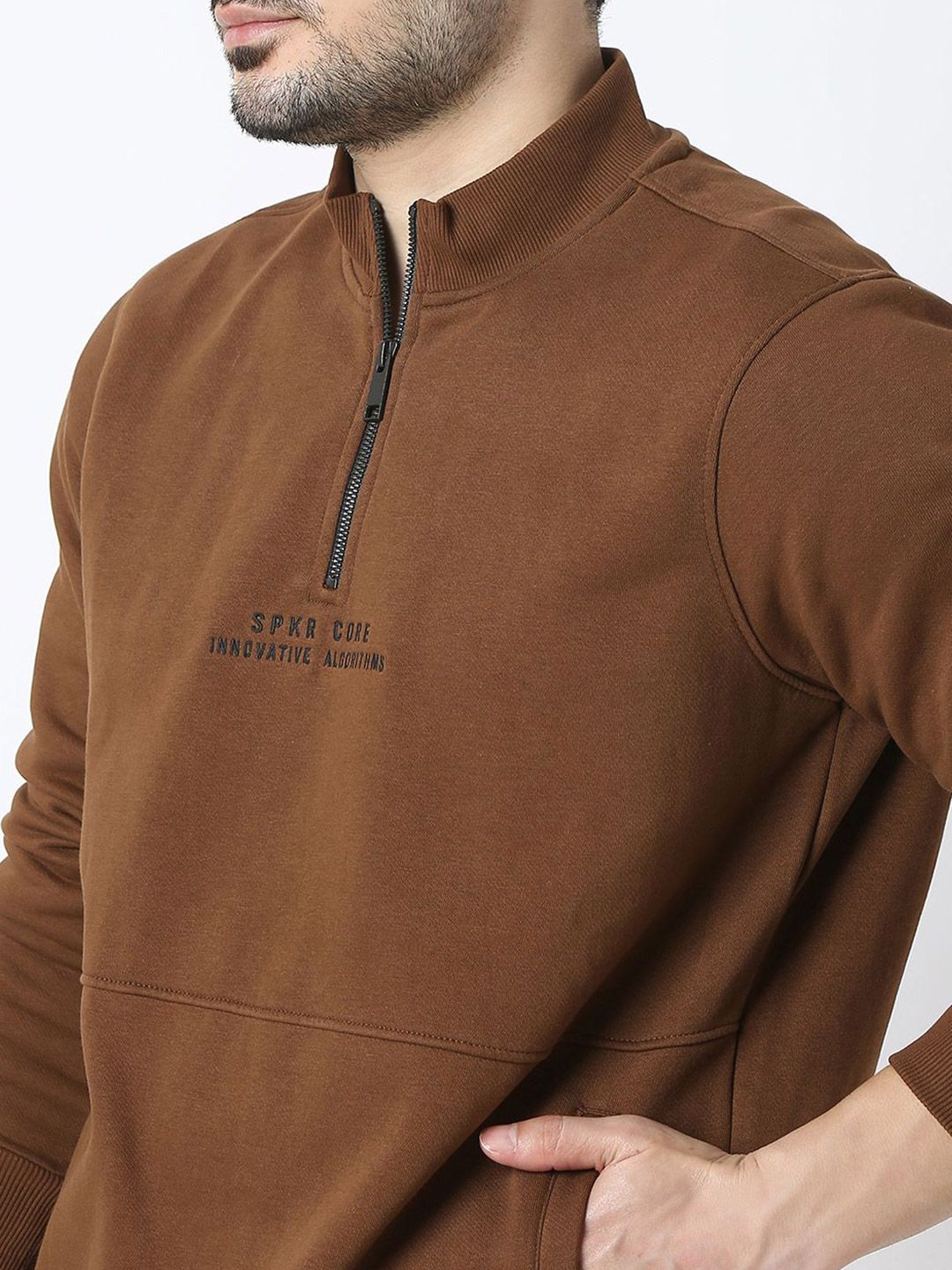 SPYKAR Men Mock Collar Cotton Sweatshirt