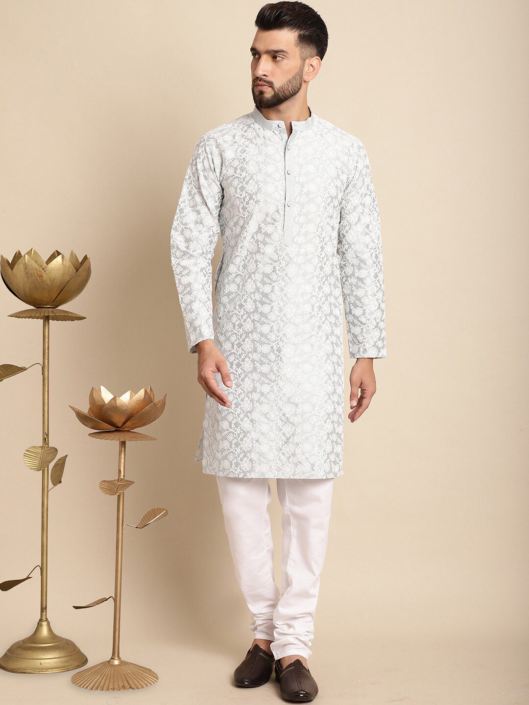 Anouk Floral Embroidered Regular Kurta with Churidar