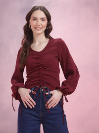DressBerry Ruched Puff Sleeve Top