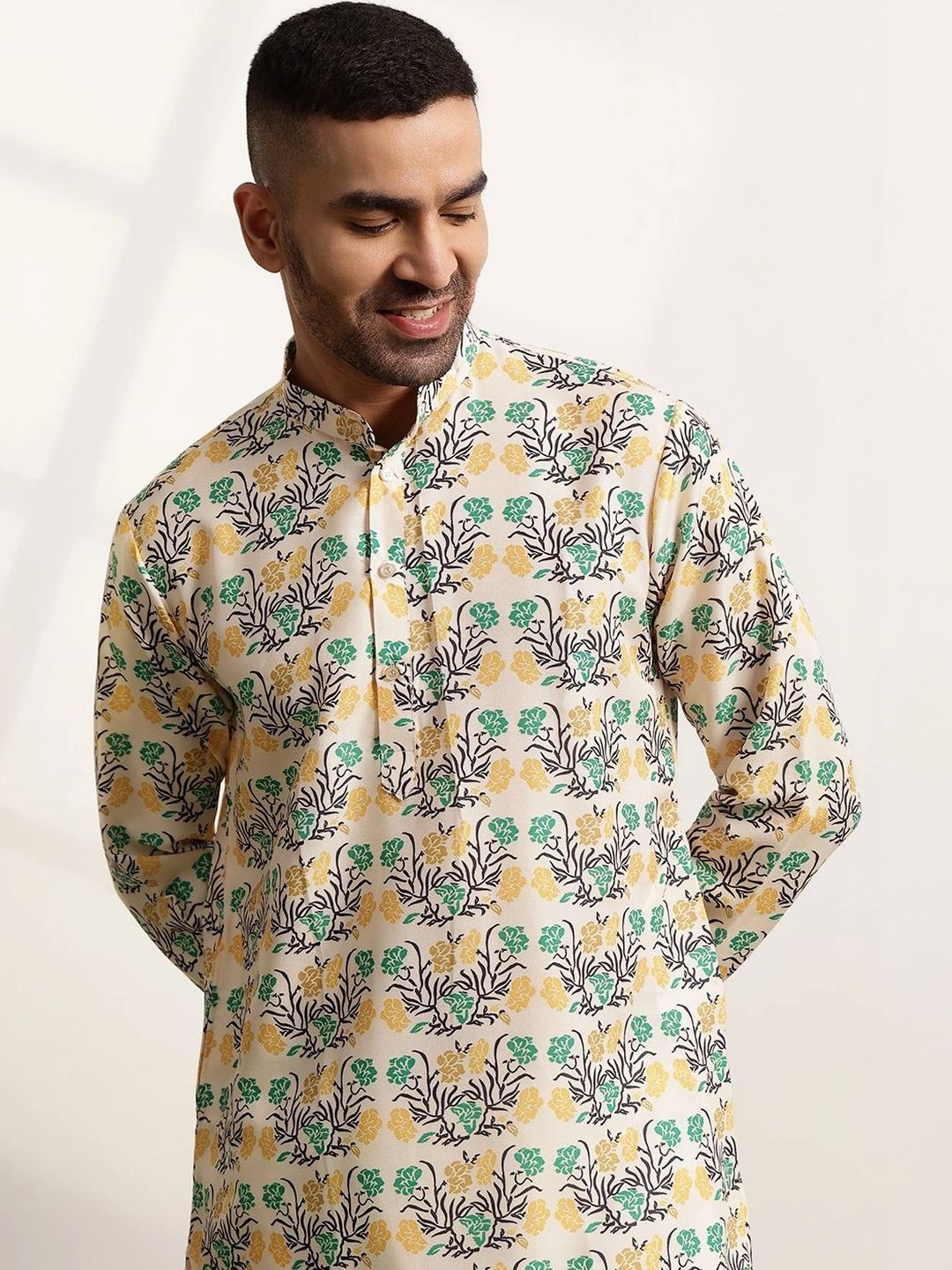 Anouk Men Floral Printed Regular Kurta with Trousers