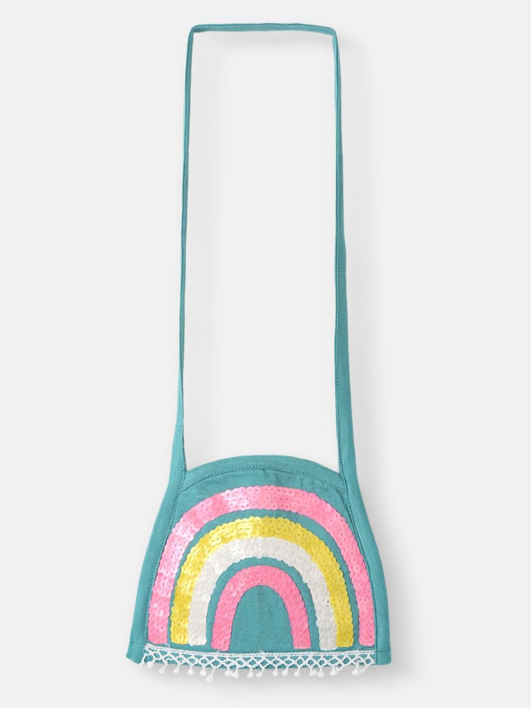 Nauti Nati Embellished Rainbow Sequinned Print Fit & Flare Dress with Sequinned Bag