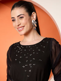 Antheaa Embellished Chiffon A-Line Dress