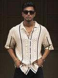 Powerlook Men Spread Collar Vertical Striped Cotton Oversized Casual Shirt