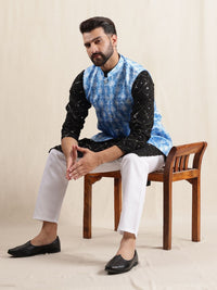 Anouk Embroidered Sequnnied Pure Cotton Straight Kurta With Pyjamas & Nehru Jacket
