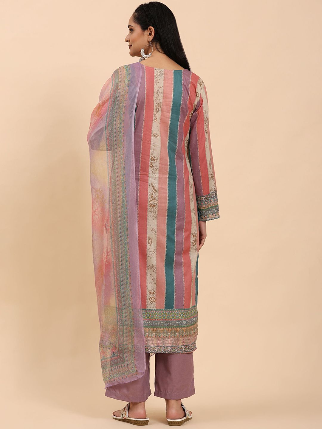 Mamicha Women Ethnic Motifs Printed Regular Thread Work Pure Cotton Kurta with Palazzos & With Dupatta