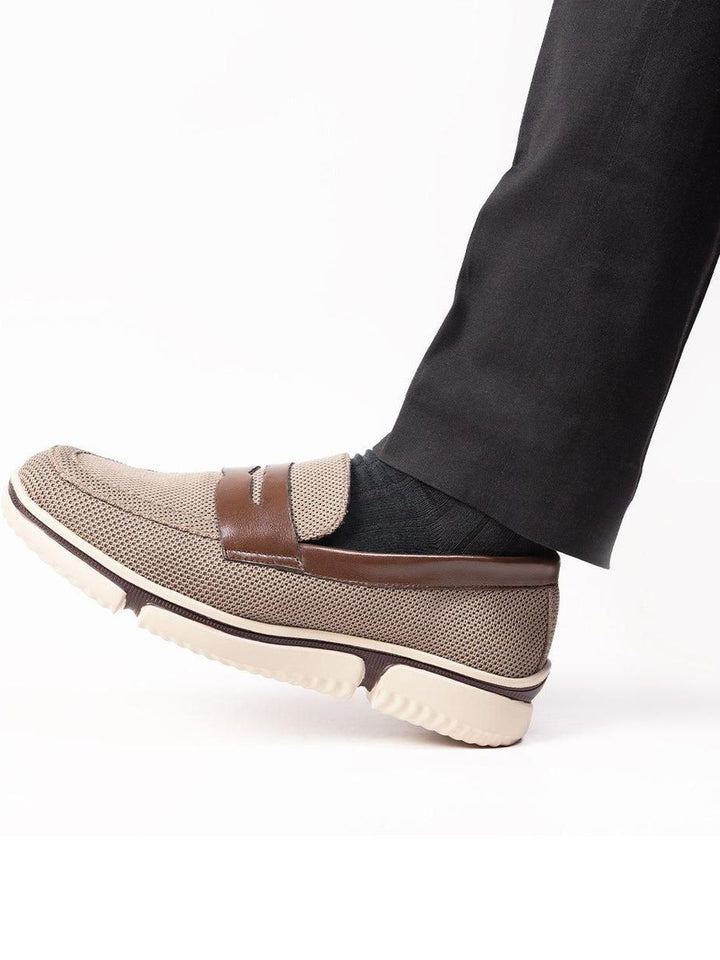 MONKSTORY Lelaki Comfort Mesh Slip-On Loafers Kulit