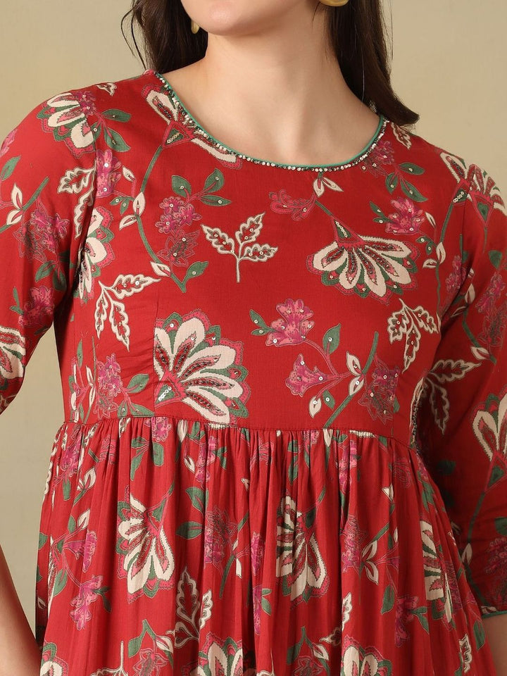 Mamicha Floral Print A-Line Midi Dress