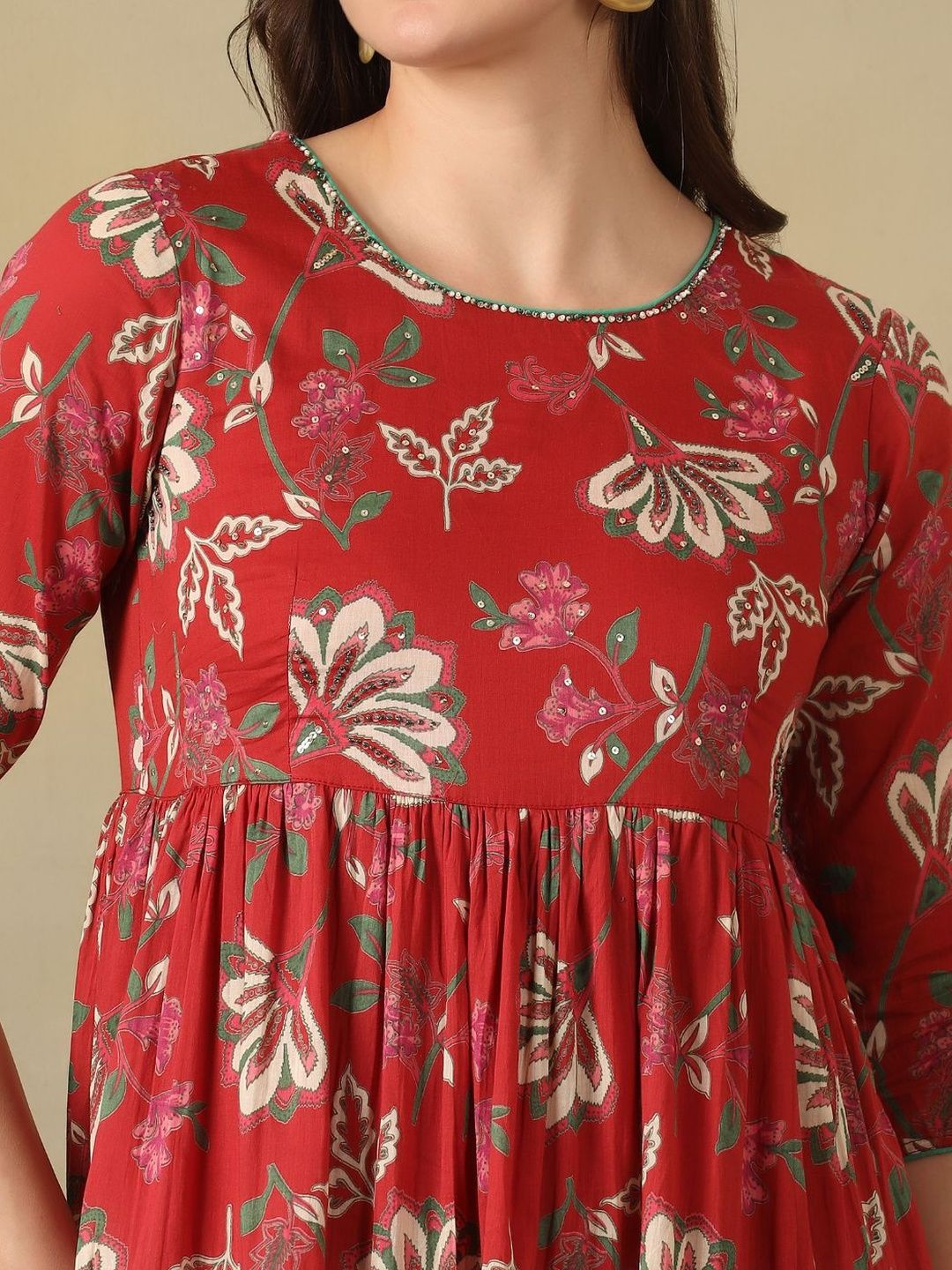Mamicha Floral Print A-Line Midi Dress