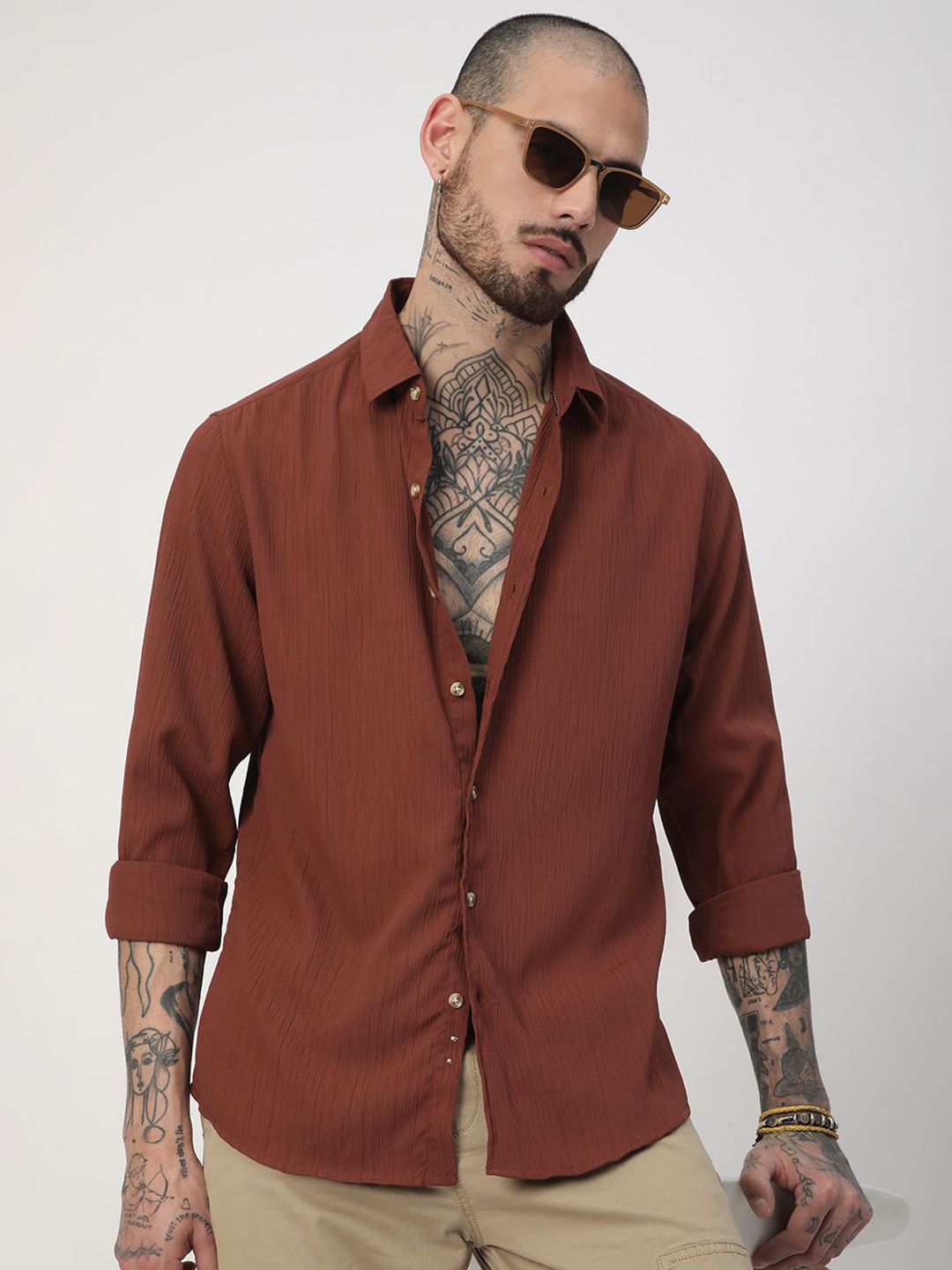 VASTRADO Men Classic Slim Fit Opaque Casual Shirt