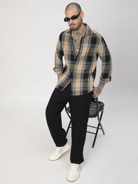 VASTRADO Men Classic Fit Spread Collar Tartan Checked Cotton Casual Shirt