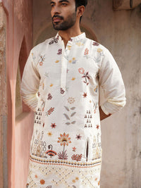 Jompers Men Floral Embroidered Kurta with Pyjama