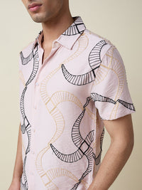 Thomas Scott Men Premium Fit Spread Collar Geometric Printed Casual Shirt