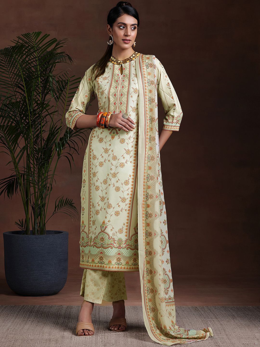 Libas Ethnic Motifs Printed Kurta with Trousers & Dupatta