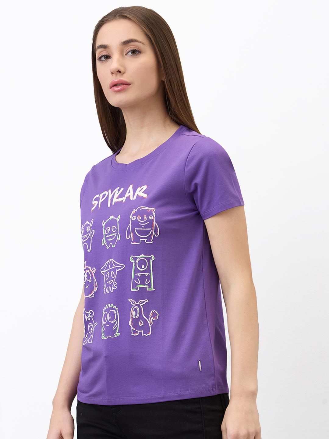 SPYKAR Women Regular Fit Typography Printed Round Neck Cotton T-shirt
