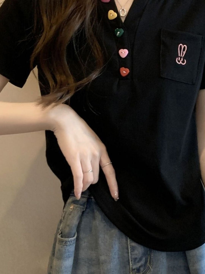 DressBerry Women Polo Collar Pockets T-shirt