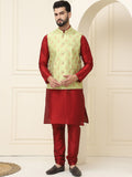 SOJANYA Mandarin Collar Kurta With Churidar & Nehru jacket
