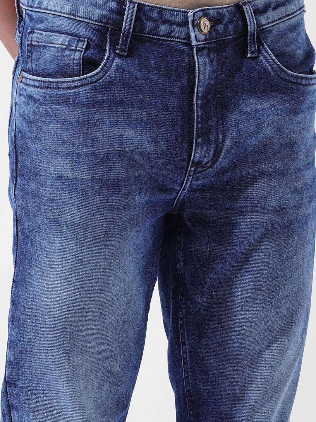 The Indian Garage Co Men Slim Fit Mid-Rise Stretchable Cotton Jeans