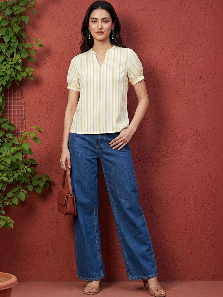 Mamicha Striped Puff Sleeve Top