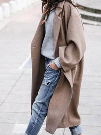 Semua Mengenai Anda Lapel Collar Lengan Panjang Longline Buka Jaket Depan