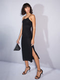 SASSAFRAS Mesh Sheath Shoulder Straps Midi Dress