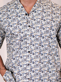Eszett Floral Printed Cuban CollarS hirt