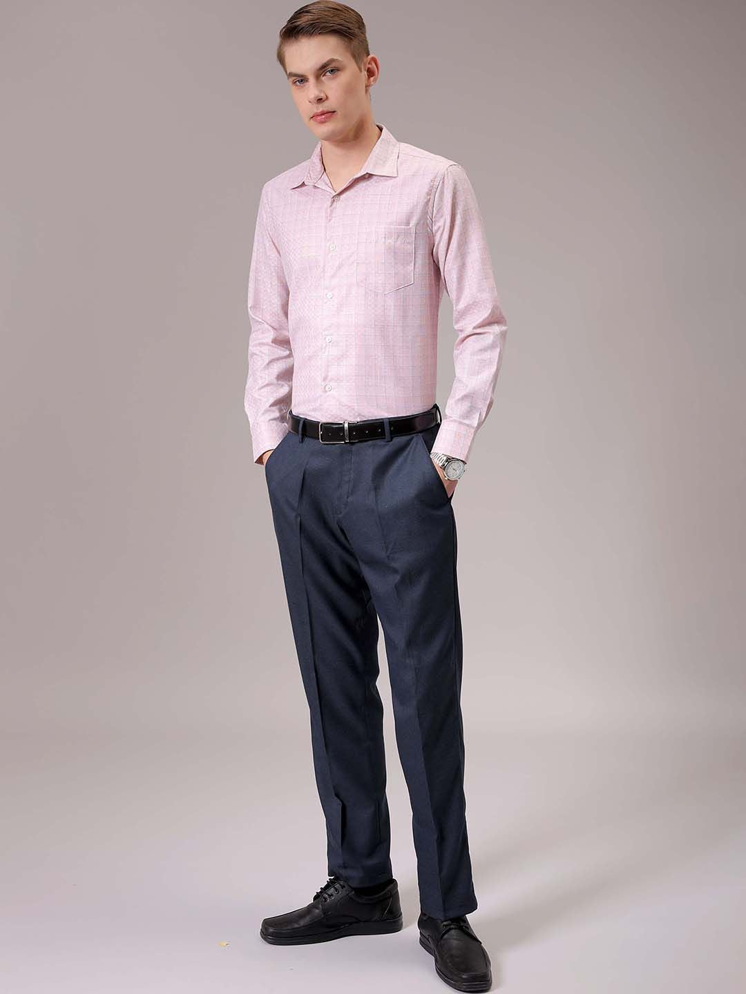 The Indian Garage Co. X Luxe Men Spread Collar Micro Checked Slim Fit Formal Shirt